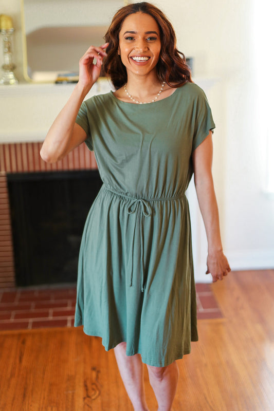 Olive Tie Waist Dress