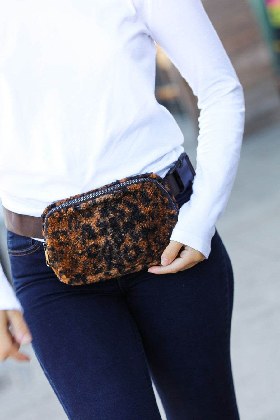 Leopard Sherpa Sling Bag