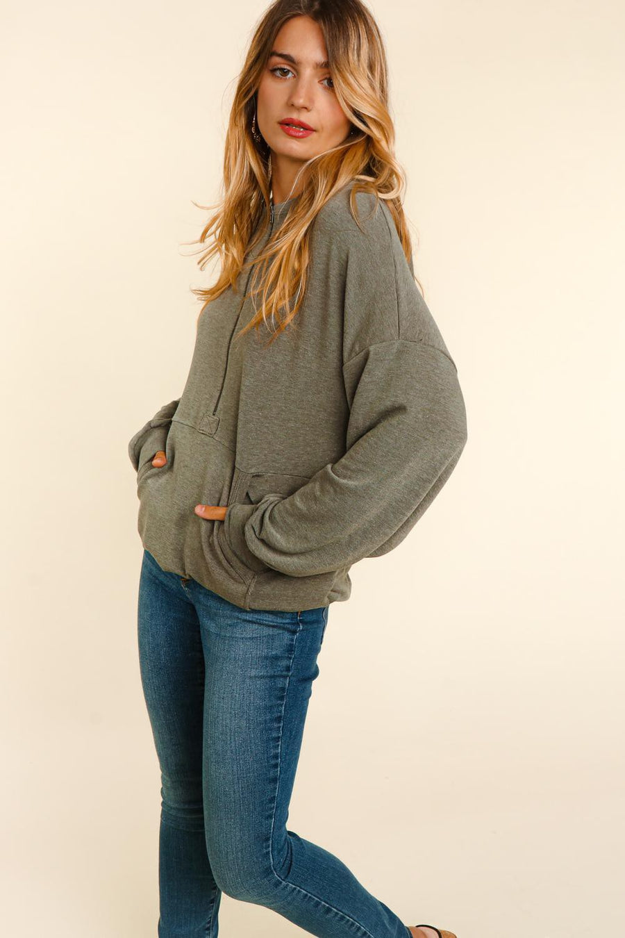 Olive Half Zip Pullover