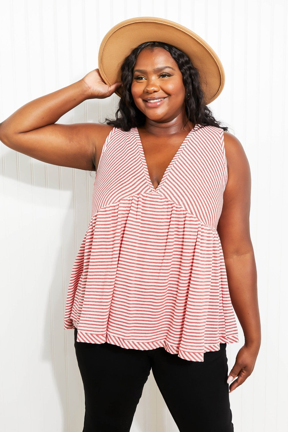 Red Striped Sleeveless Top