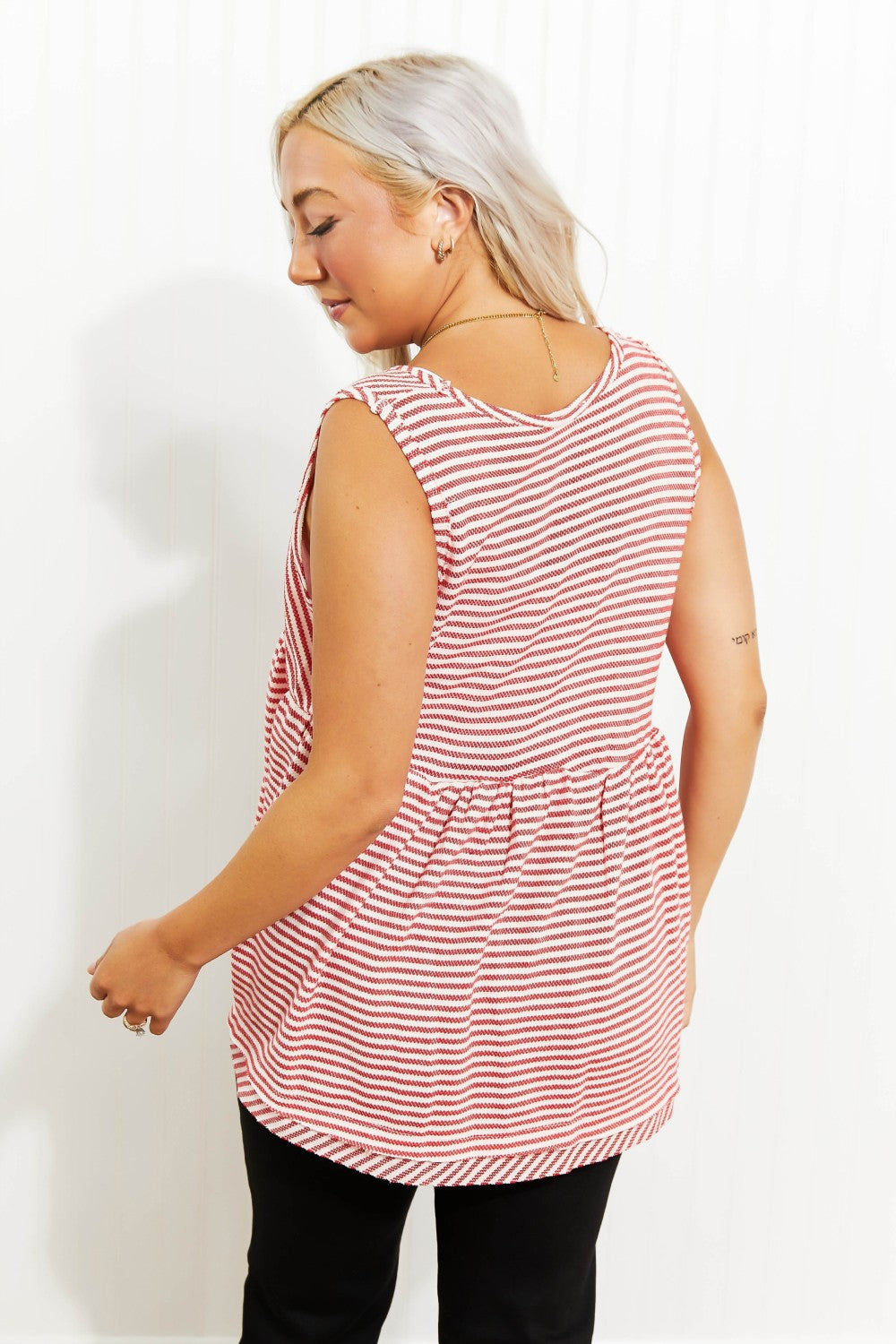 Red Striped Sleeveless Top