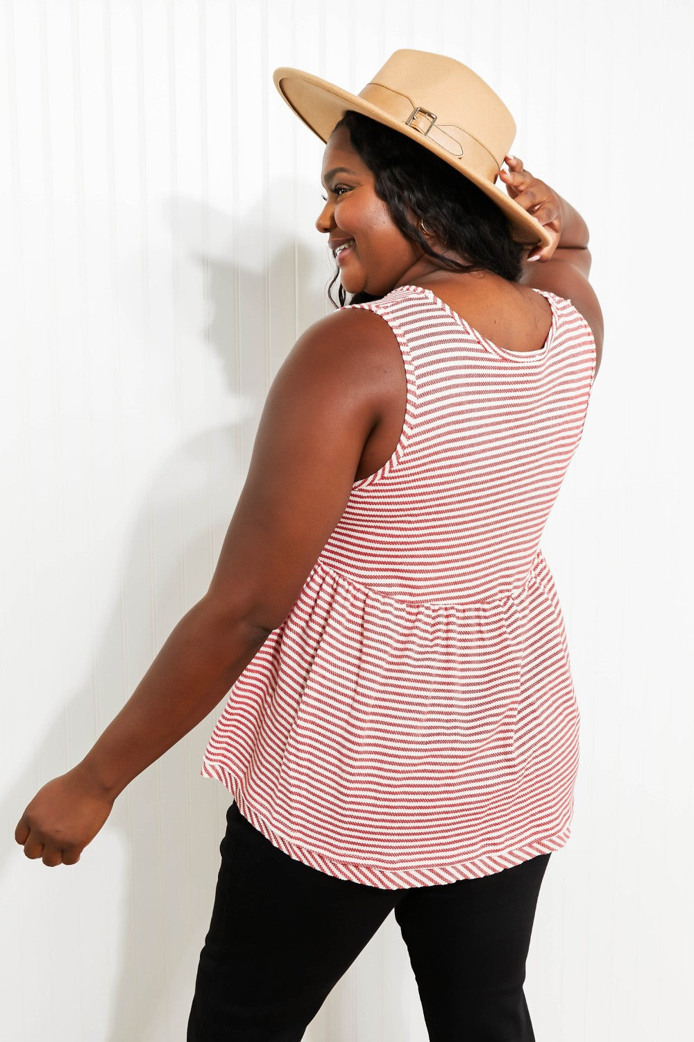 Red Striped Sleeveless Top