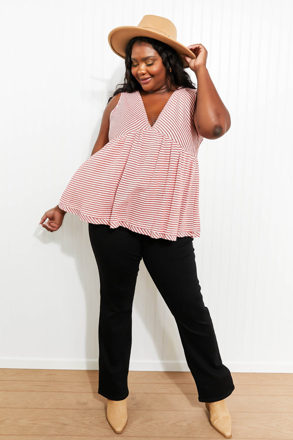 Red Striped Sleeveless Top