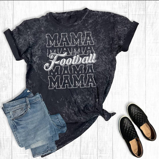Retro Football Mama Mineral Wash Graphic Tee