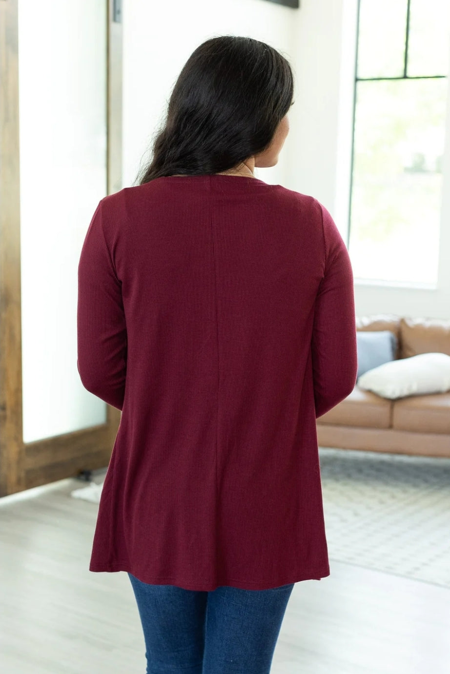 Rachel Ribbed Cardigan in Burgundy