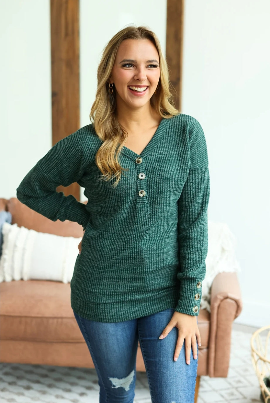 Evergreen Brittney Button Sweater