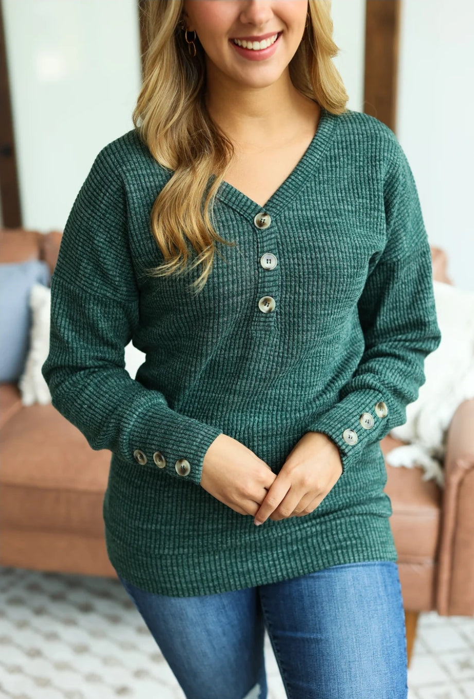 Evergreen Brittney Button Sweater
