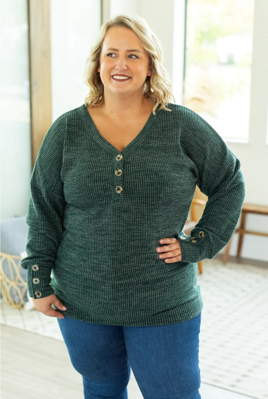 Evergreen Brittney Button Sweater