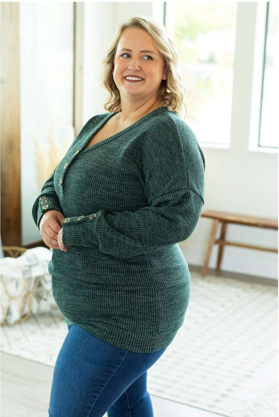 Evergreen Brittney Button Sweater