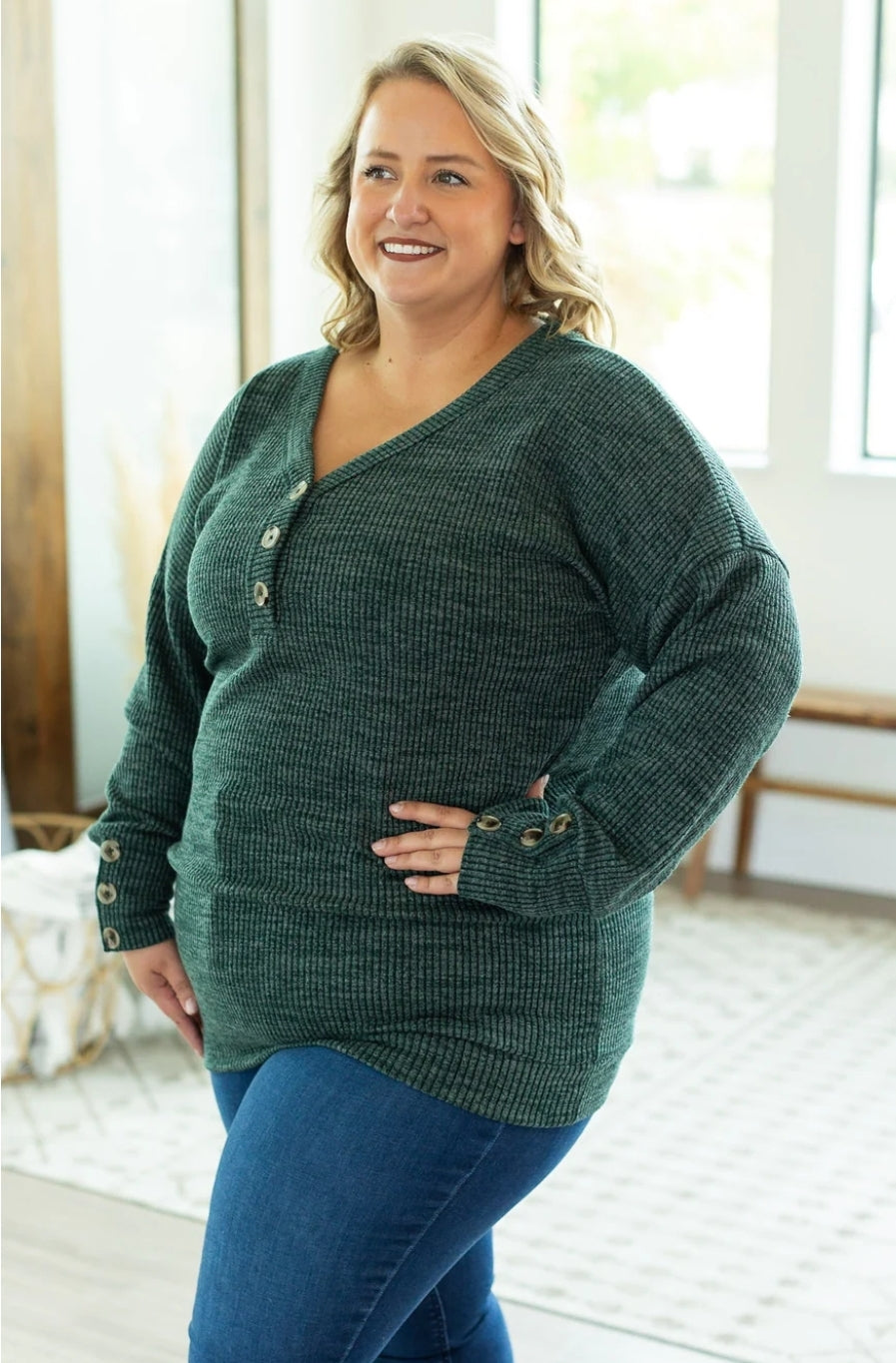 Evergreen Brittney Button Sweater