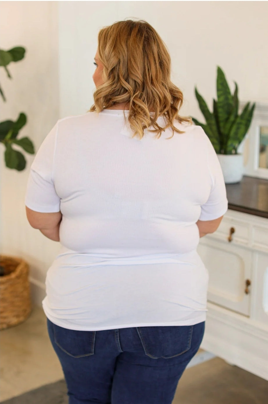 White Brinley Button Top