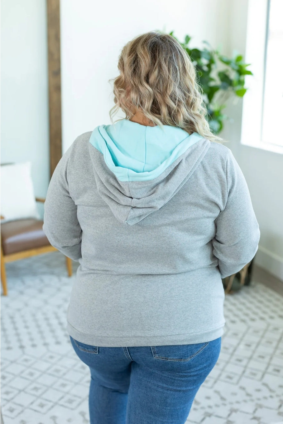 Grey & Aqua Avery HalfZip Hoodie