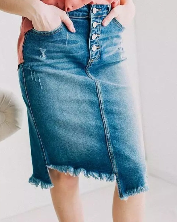 Kancan High Rise Denim Skirt