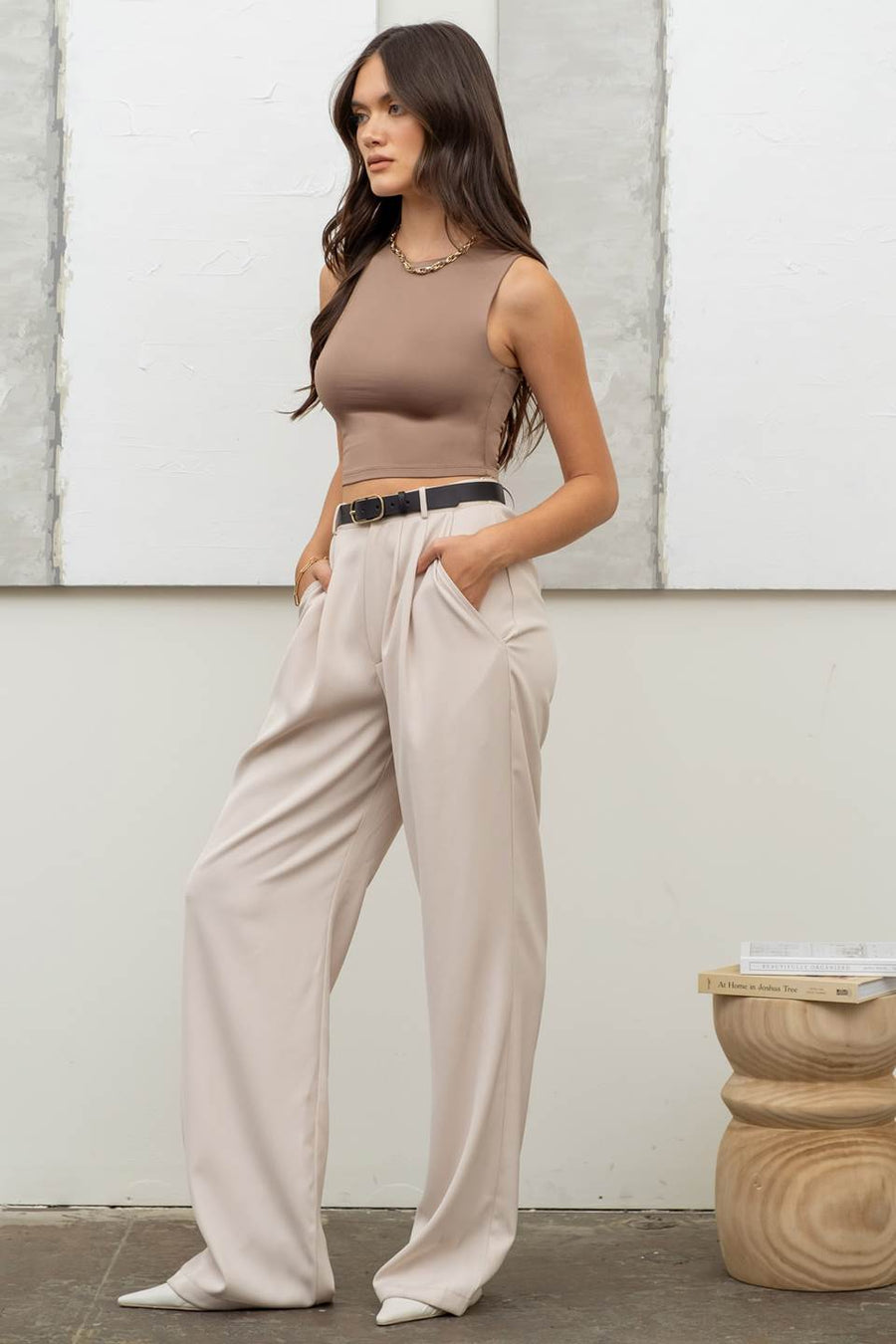 Deep Taupe Crop Tank