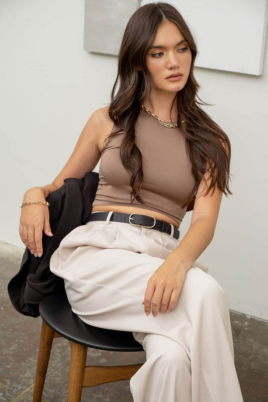Deep Taupe Crop Tank