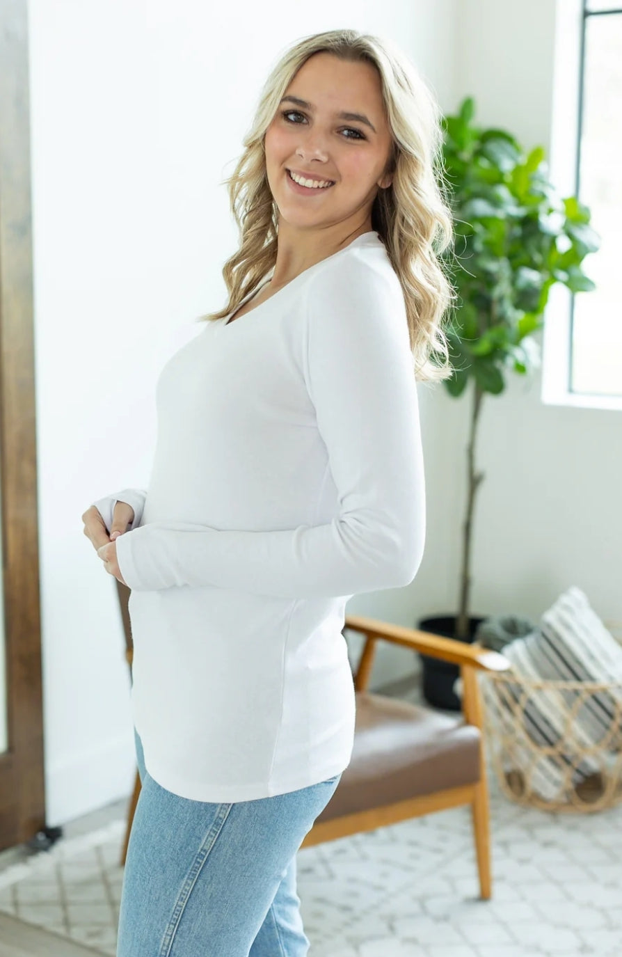 White Leah Long Sleeve Top