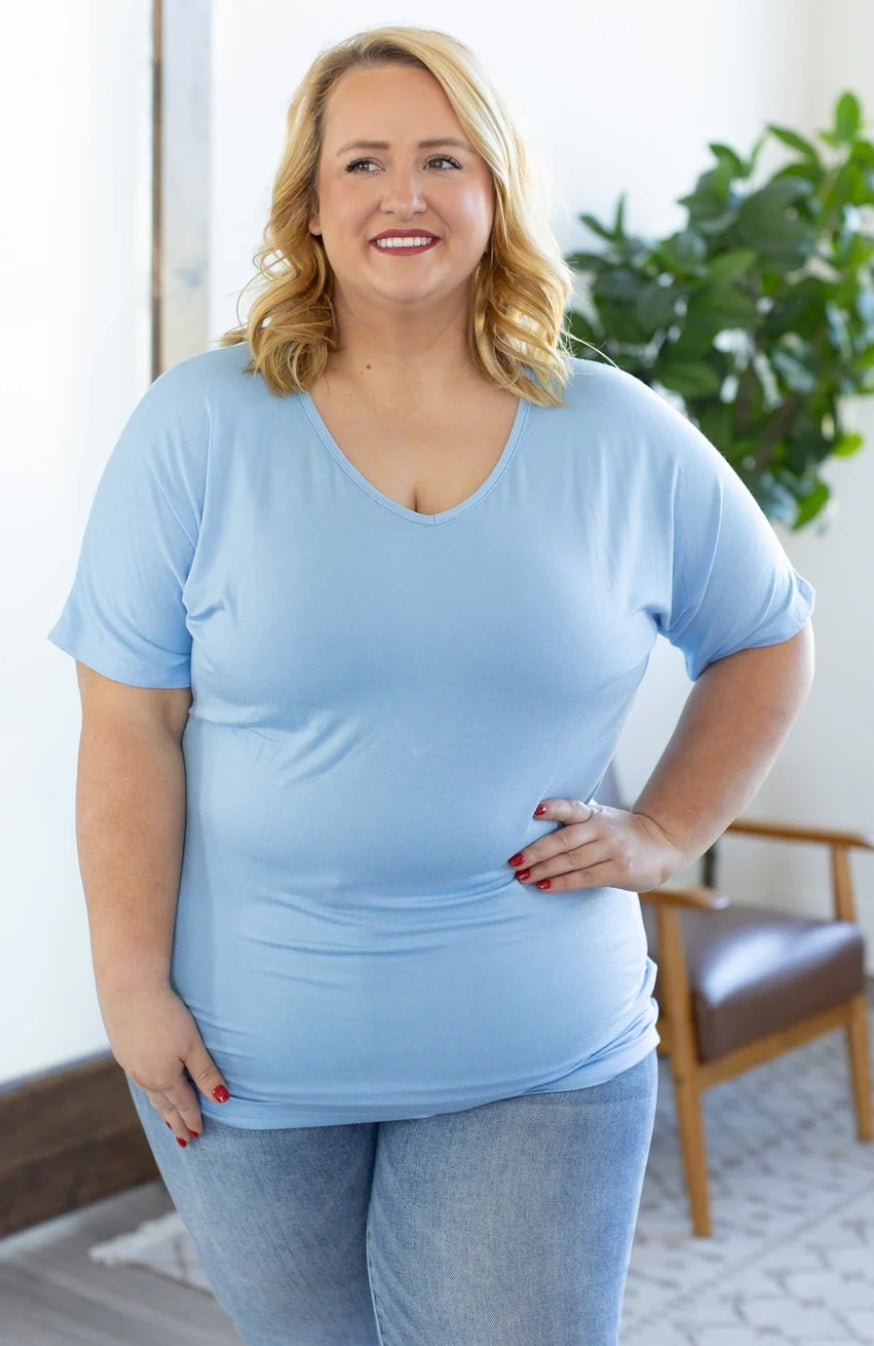 Chloe Cozy Tee - Soft Blue