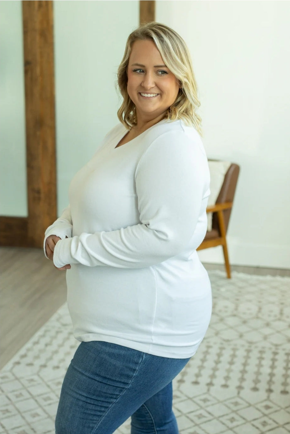 White Leah Long Sleeve Top