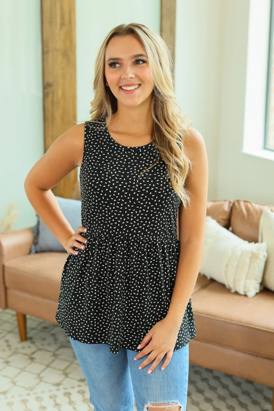 Small Black Ruffle Tank