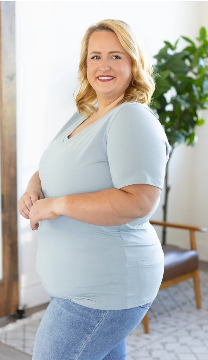 Olivia Tee - Dusty Blue
