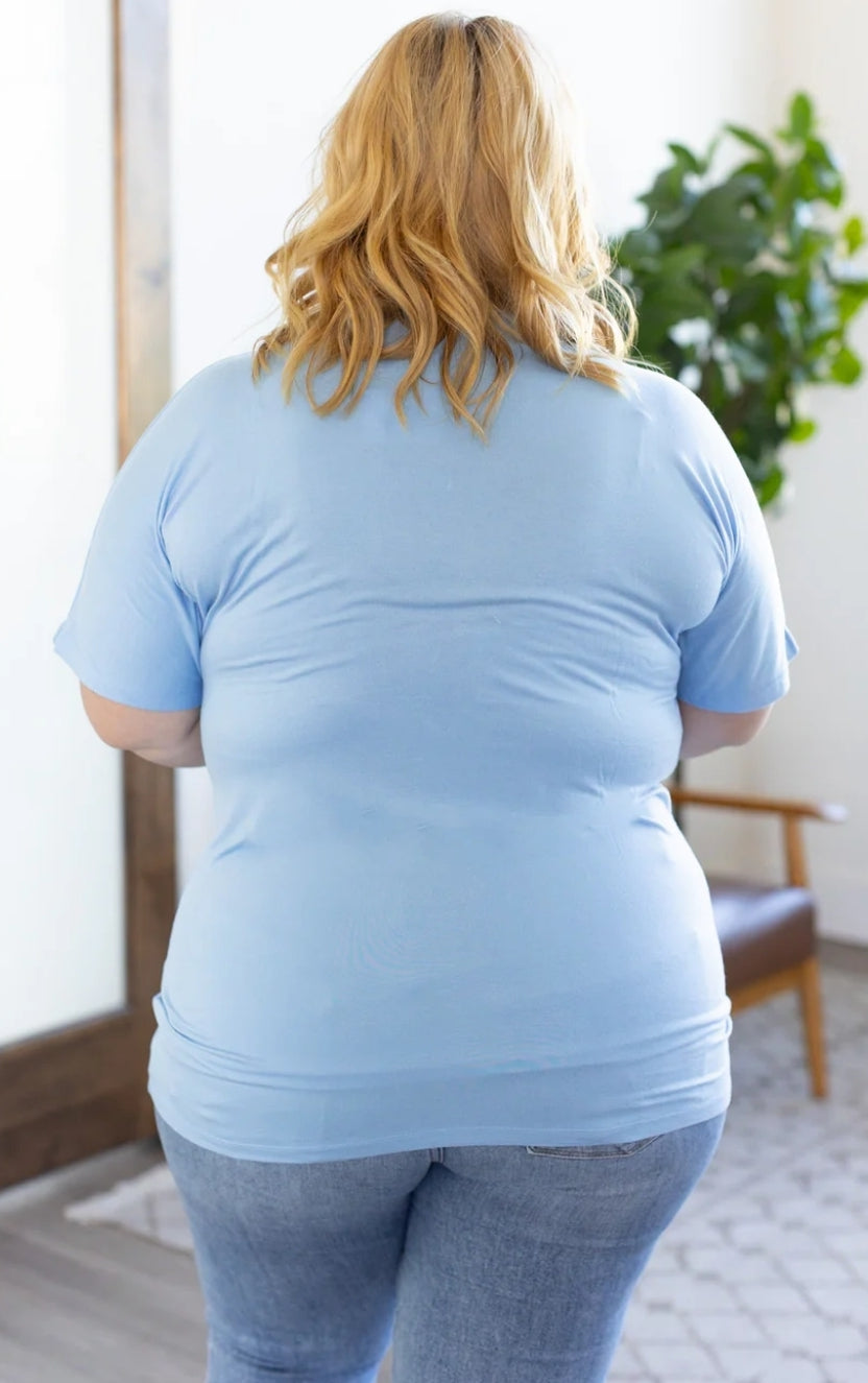Chloe Cozy Tee - Soft Blue