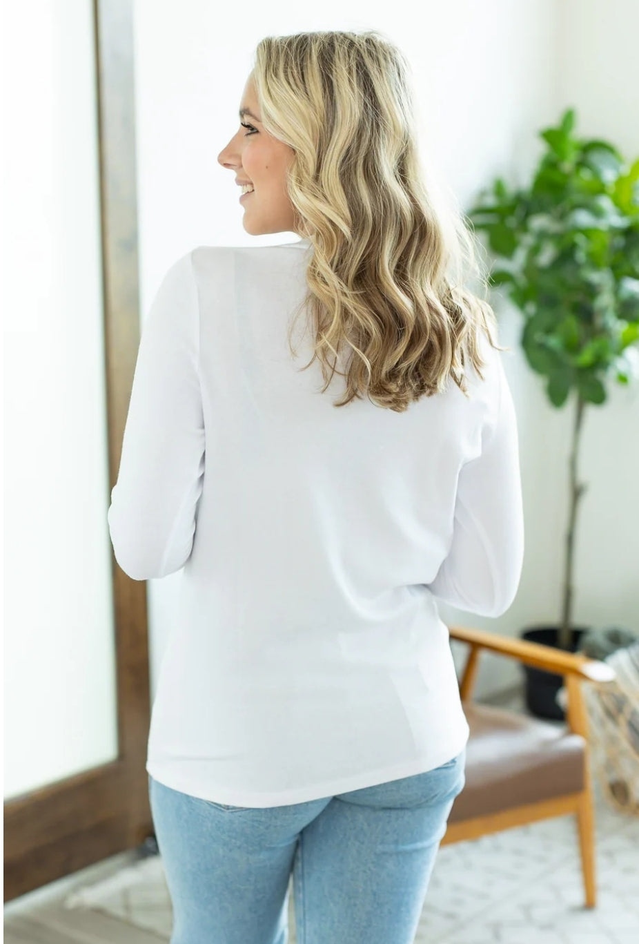 White Leah Long Sleeve Top