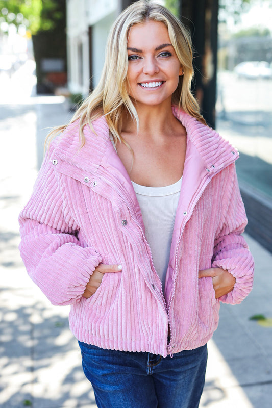 Mauve Ribbed Lined Jacket