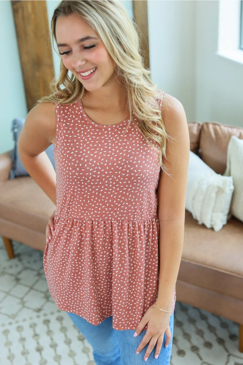 Small Rose Ruffle Tank