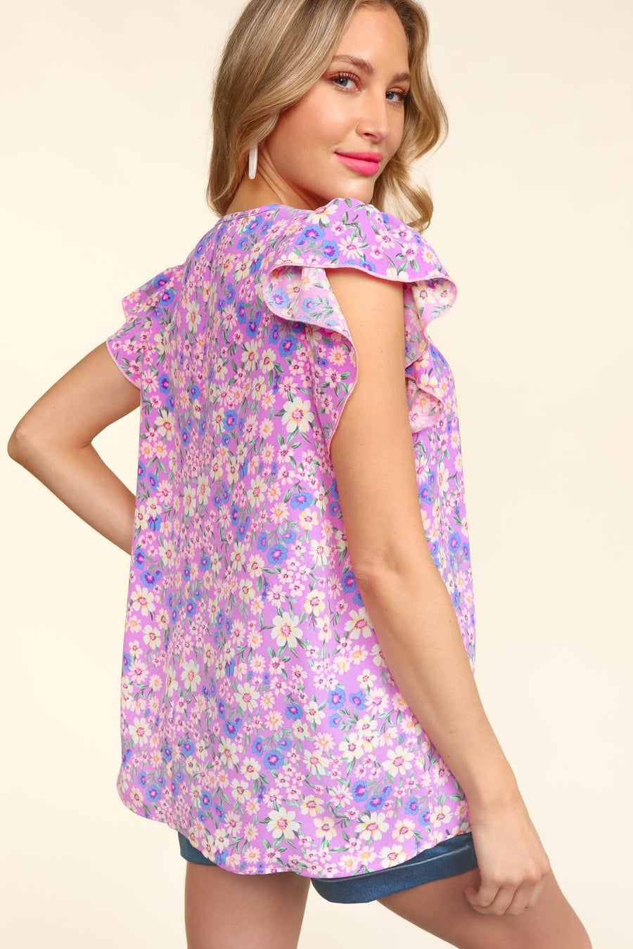 Lilac Floral Print Woven Blouse