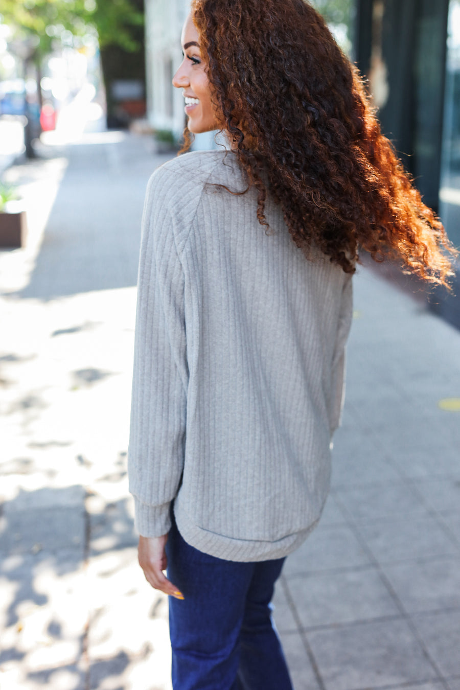 Light Olive Brushed Ribbed Sweater