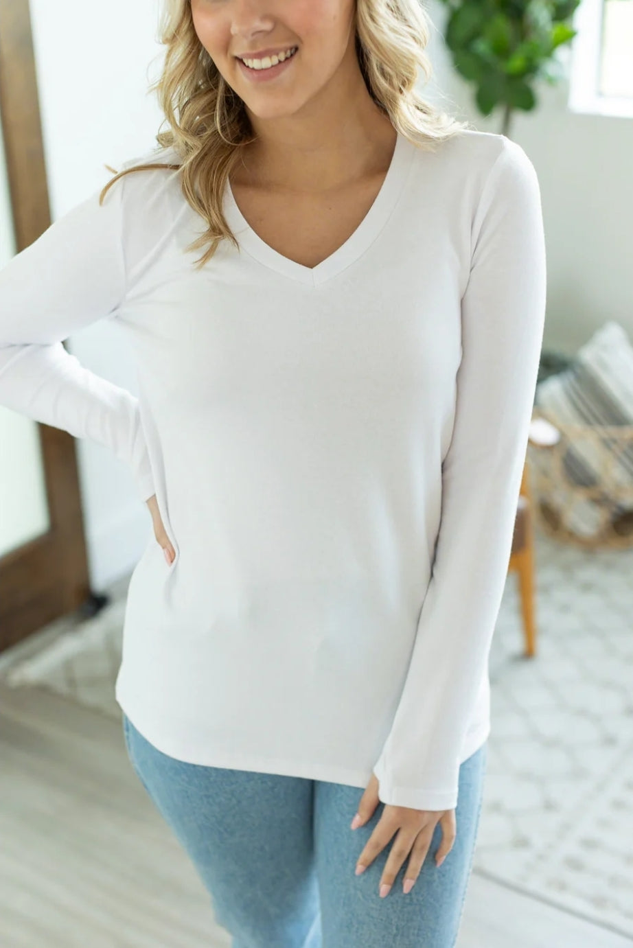 White Leah Long Sleeve Top