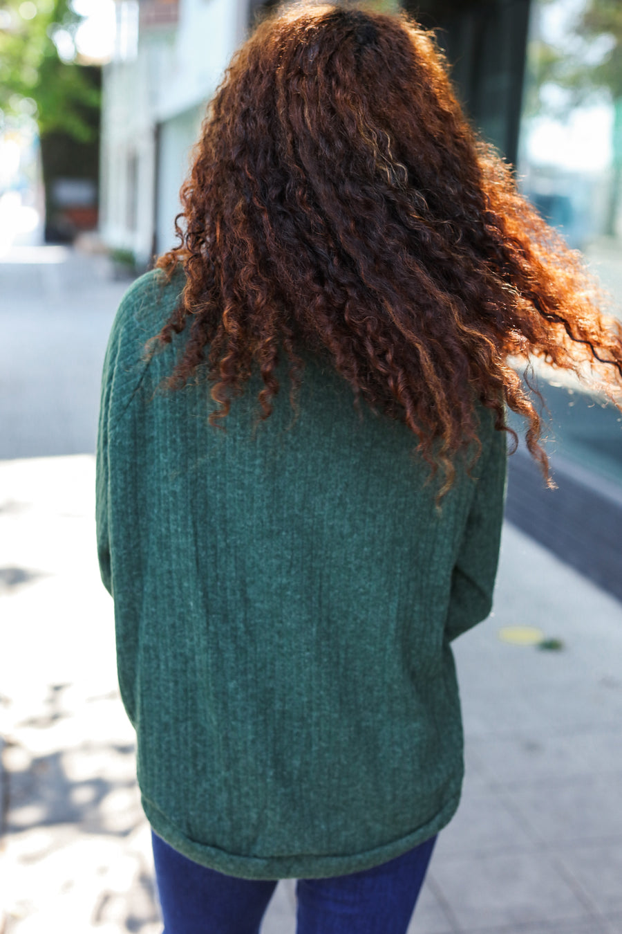 Olive Brushed Ribbed Sweater