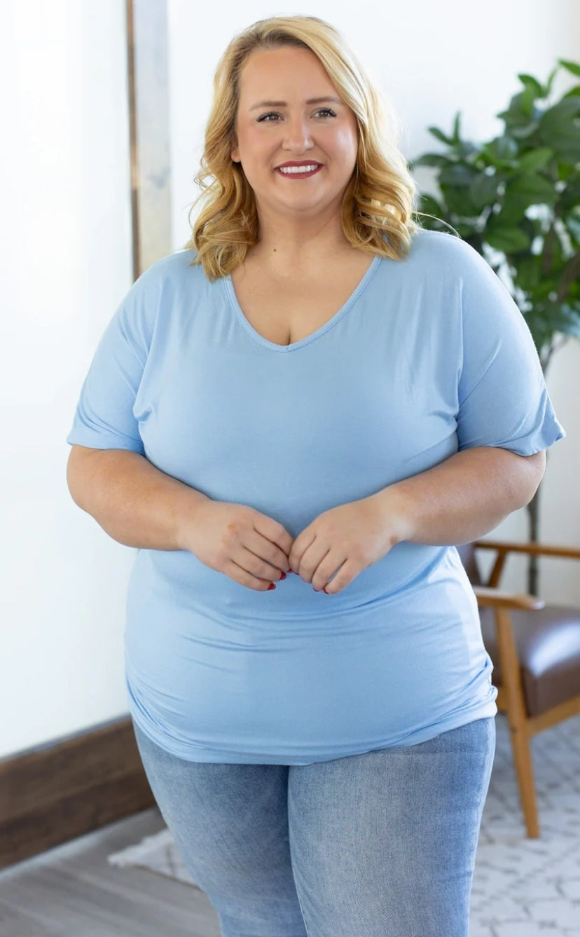 Chloe Cozy Tee - Soft Blue