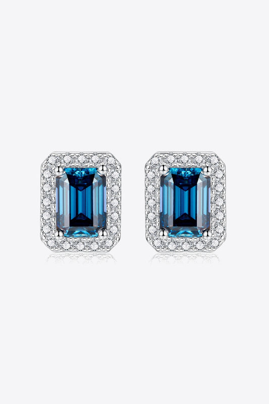 2 Carat Moissanite Stud Earrings in Indigo