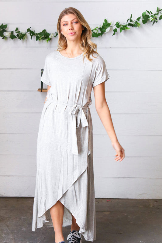 Grey Marled Tie Dress