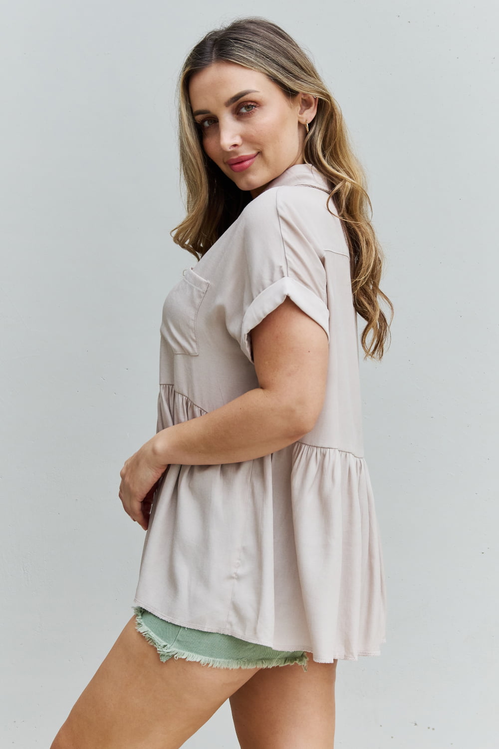 HEYSON Find Yourself Full Size Soft Tencel Babydoll Blouse