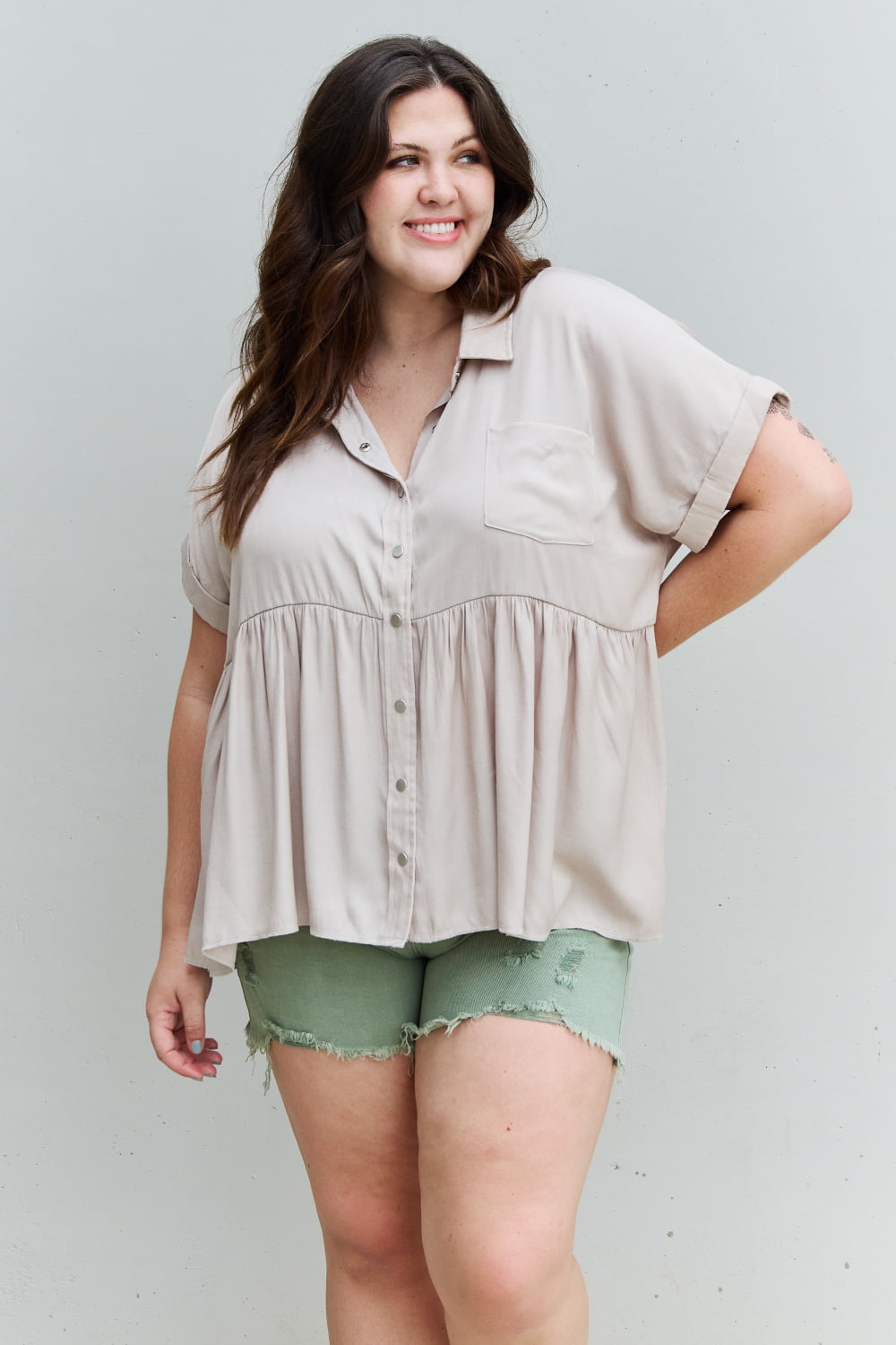 HEYSON Find Yourself Full Size Soft Tencel Babydoll Blouse
