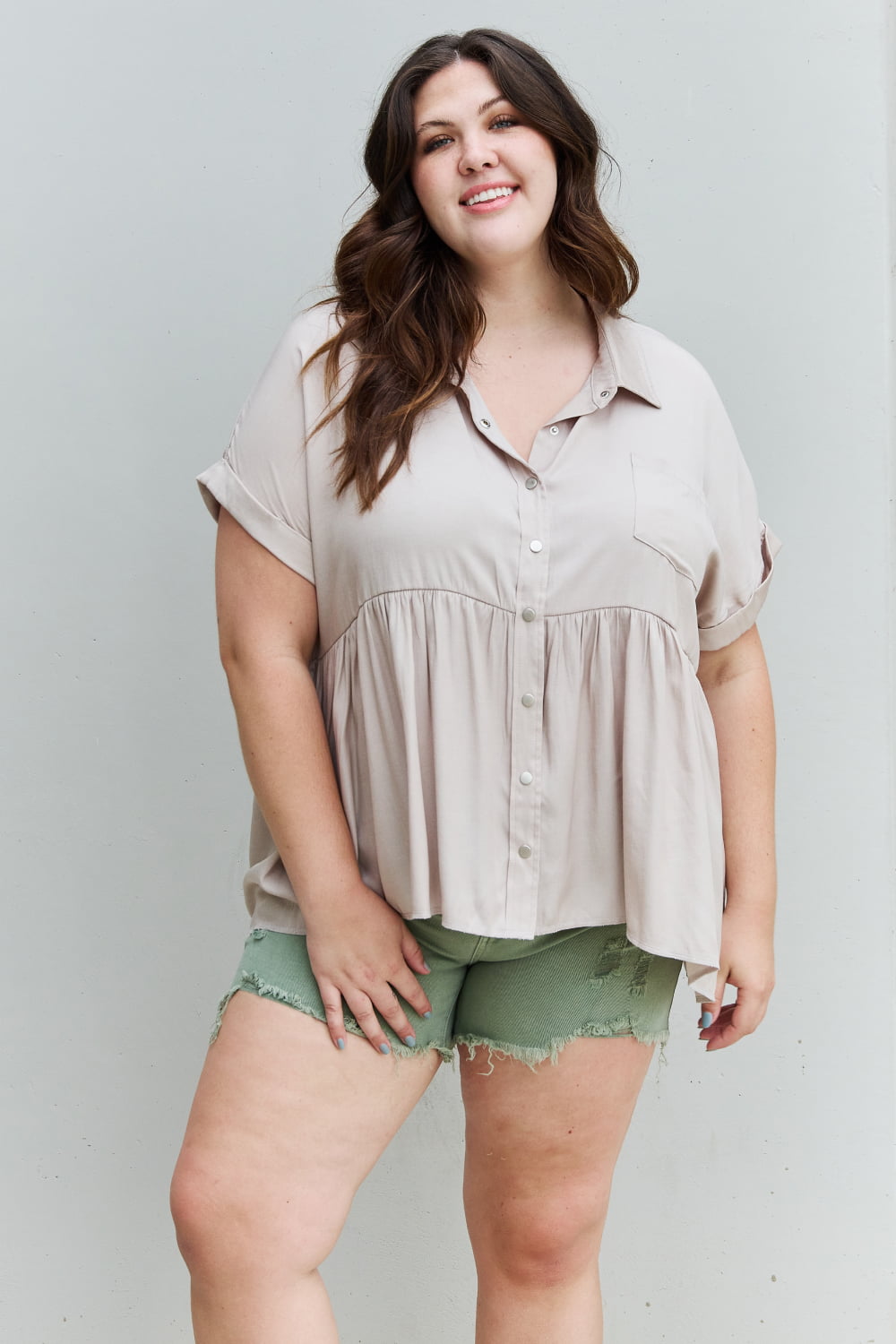 HEYSON Find Yourself Full Size Soft Tencel Babydoll Blouse
