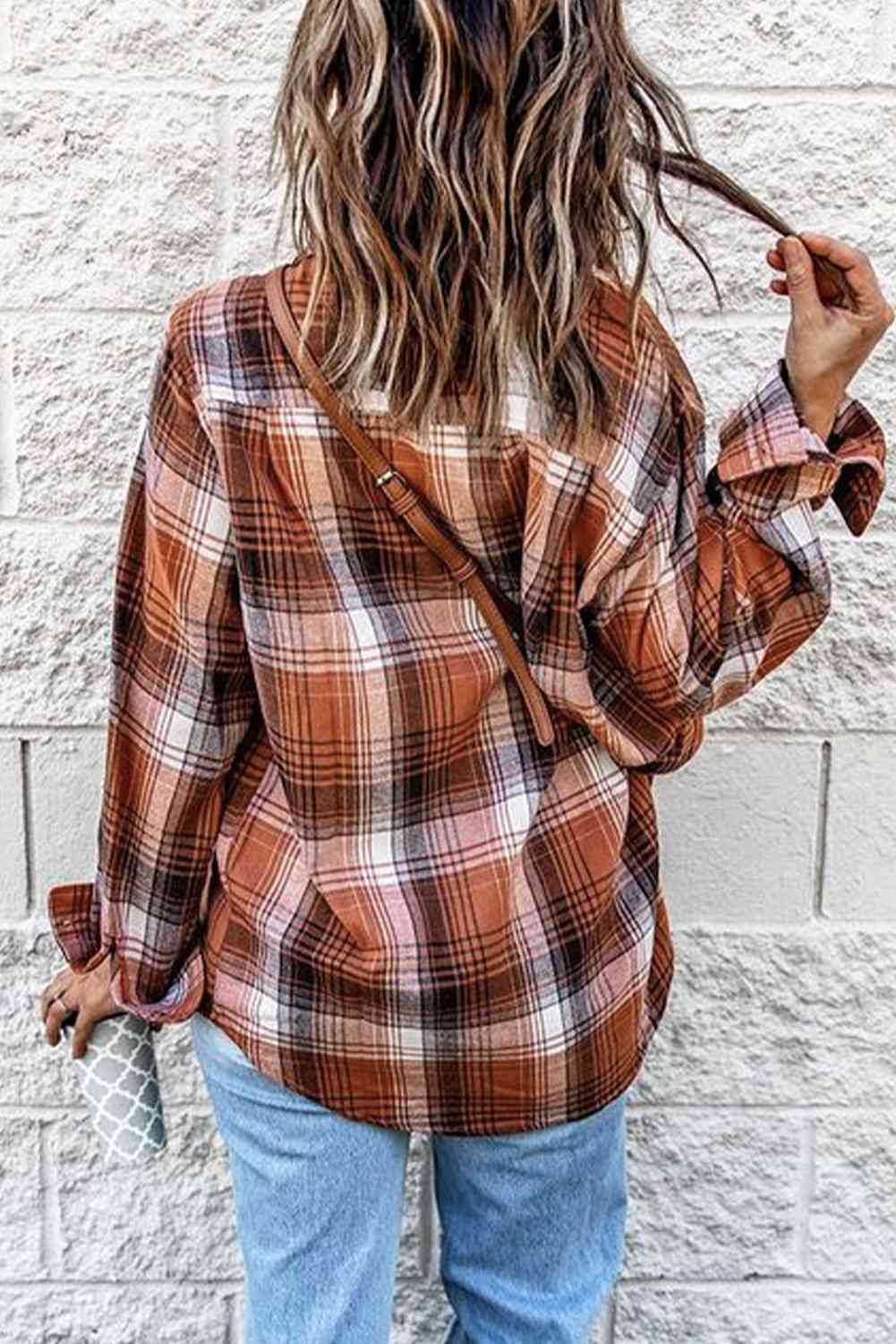 Pre-Order Collared Neck Long Sleeve Plaid Shirt