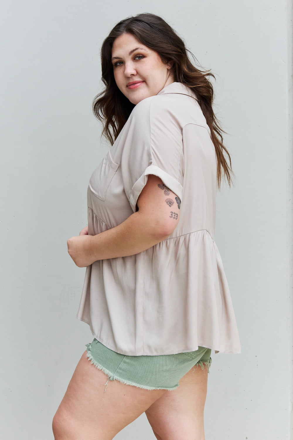 HEYSON Find Yourself Full Size Soft Tencel Babydoll Blouse