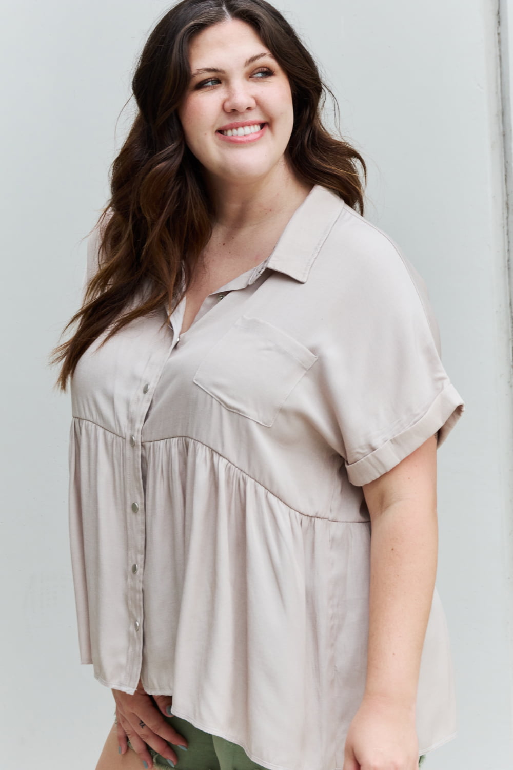 HEYSON Find Yourself Full Size Soft Tencel Babydoll Blouse