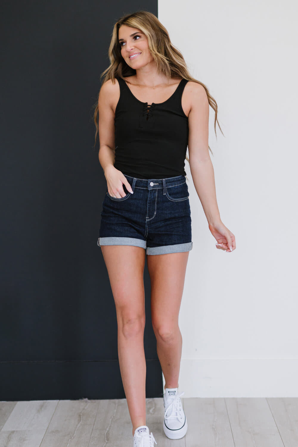 Judy Blue Just For Tonight Stone Washed Cuffed Shorts