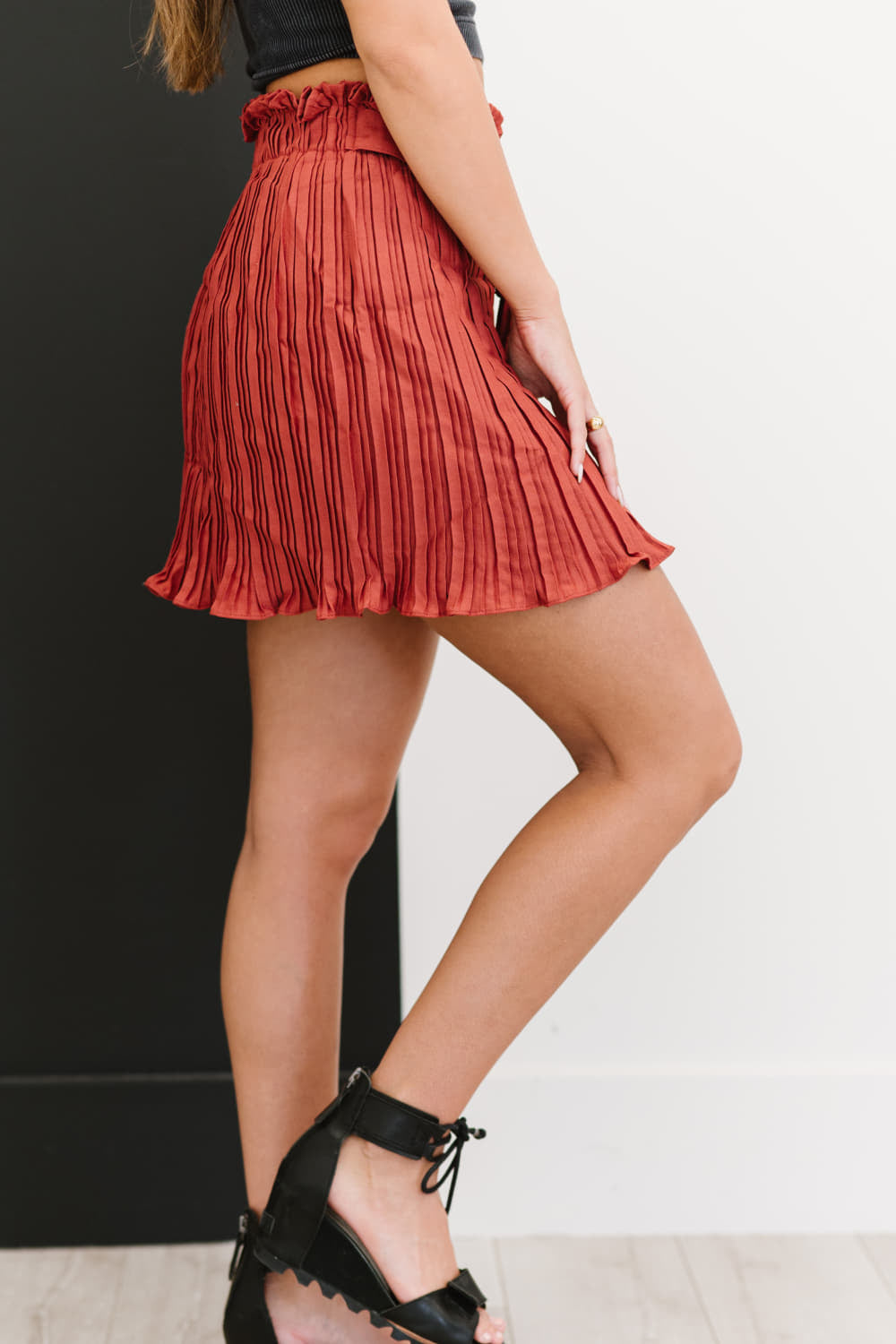 Red Pleated Skirt