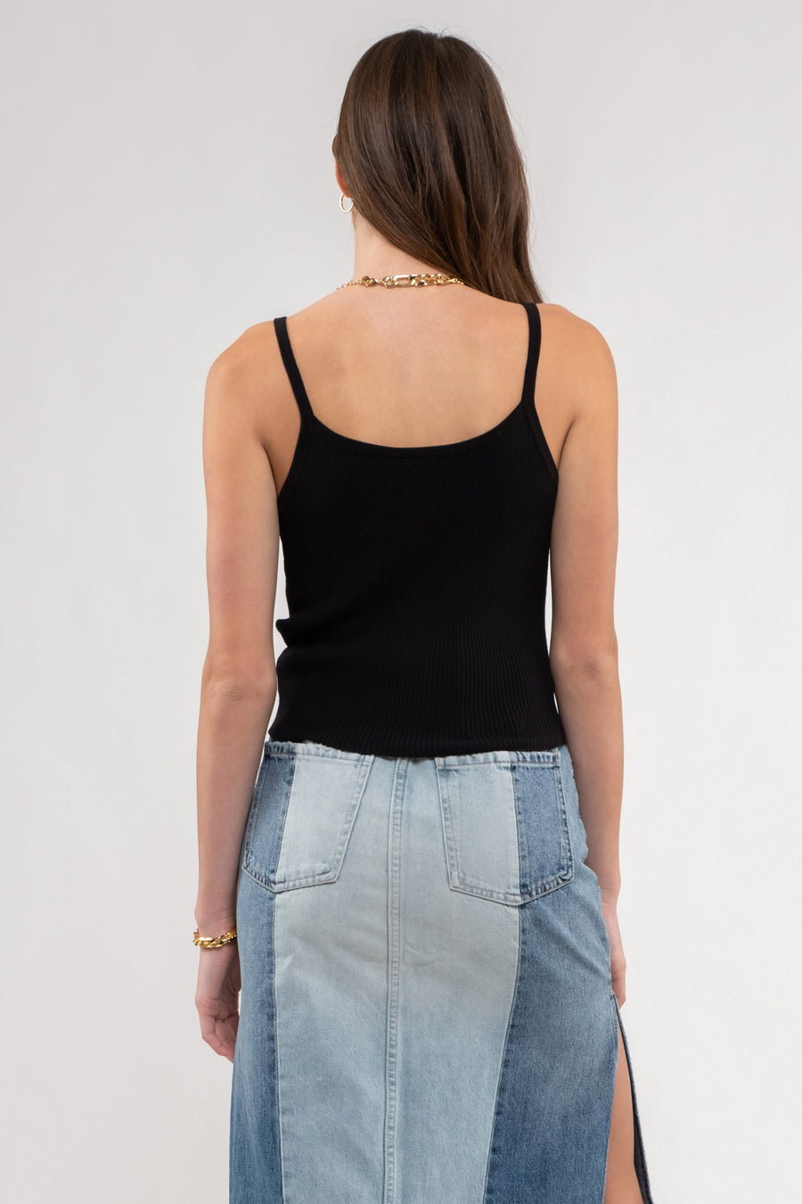 Black Button Knit Tank