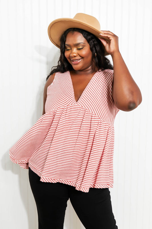 Red Striped Sleeveless Top