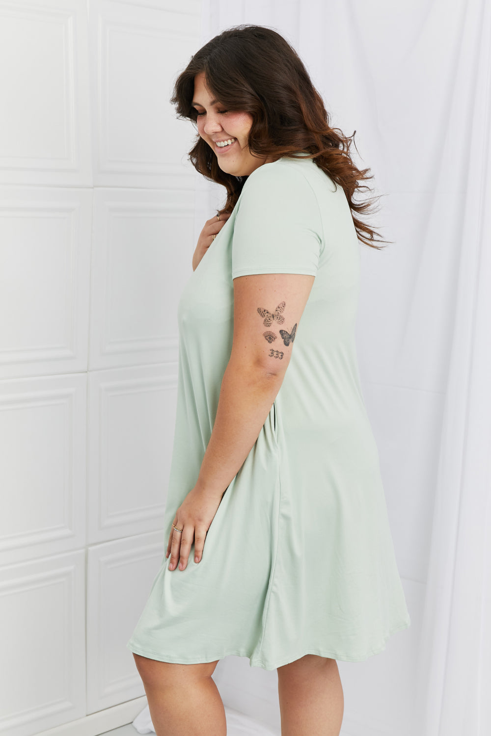 Sage Breezy Days V Neck Dress