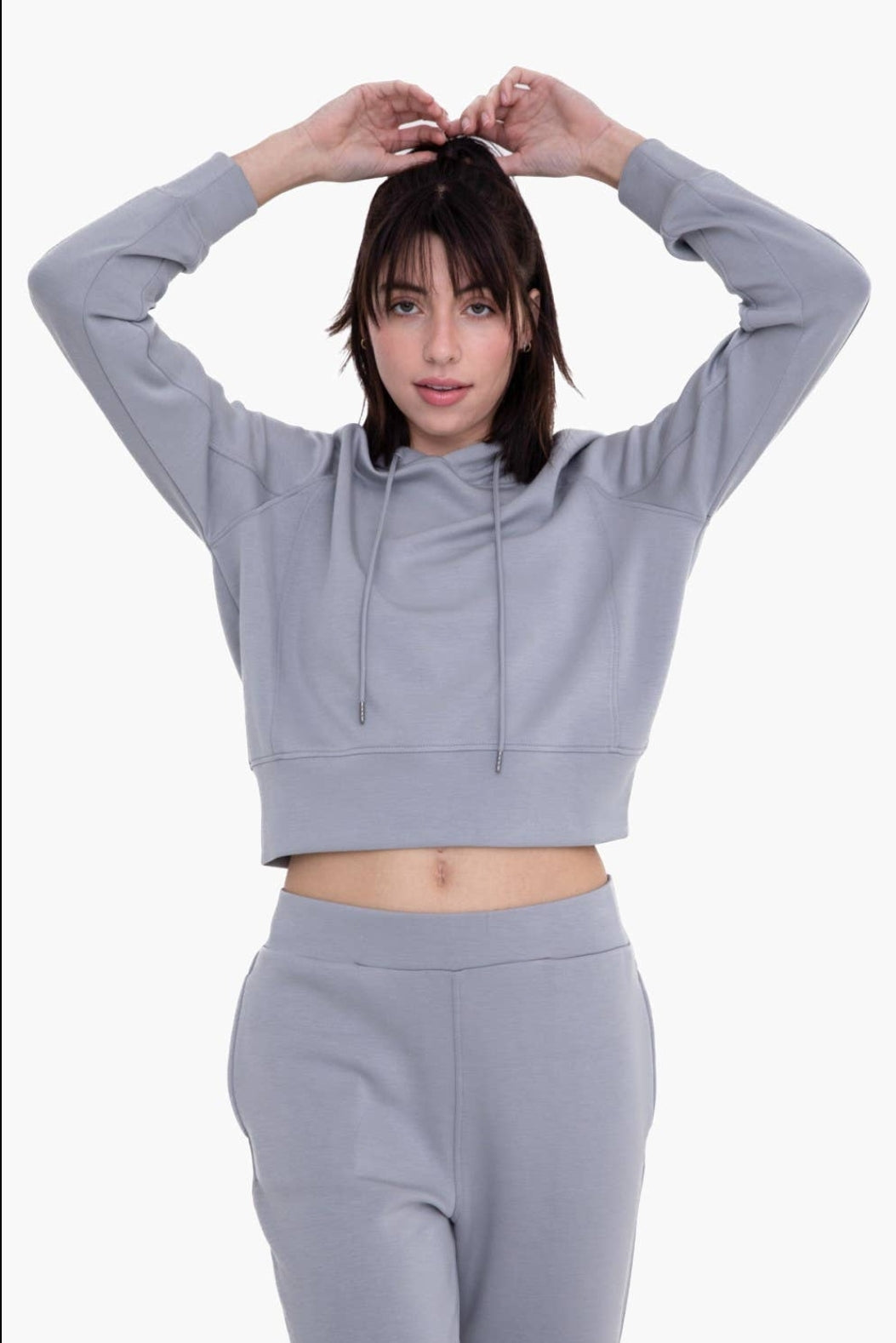 Elevated Cropped Hoodie in Ice Blue