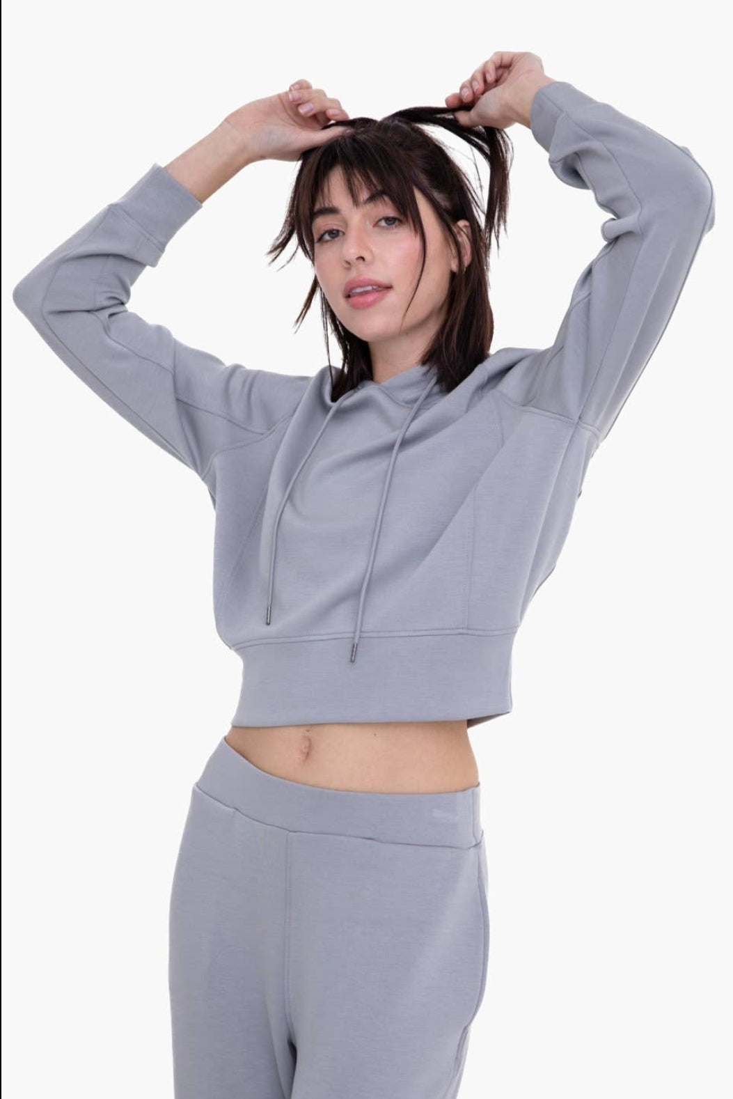 Elevated Cropped Hoodie in Ice Blue