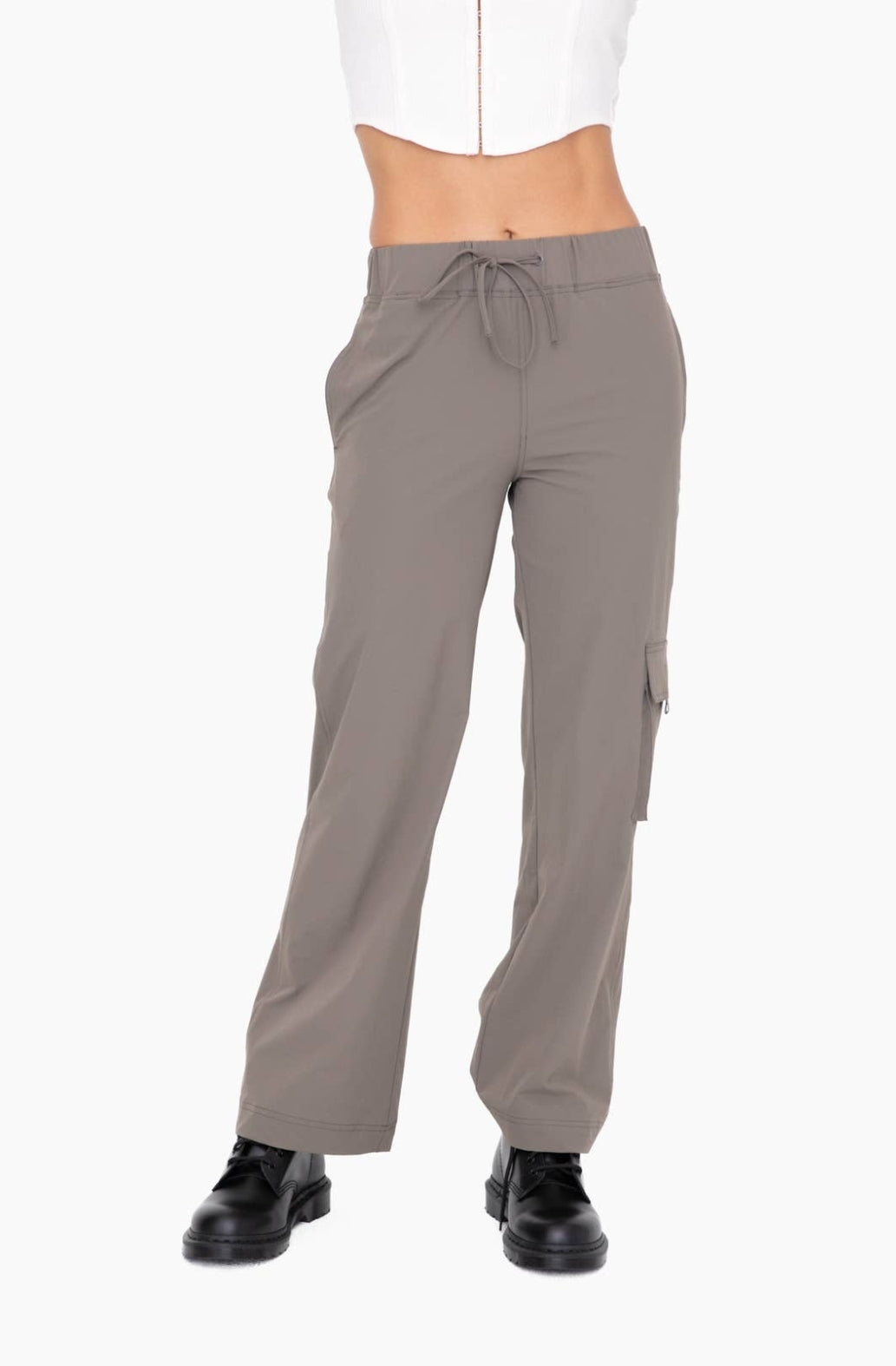 Olive Mid-Rise Wide Leg Cargo Pants