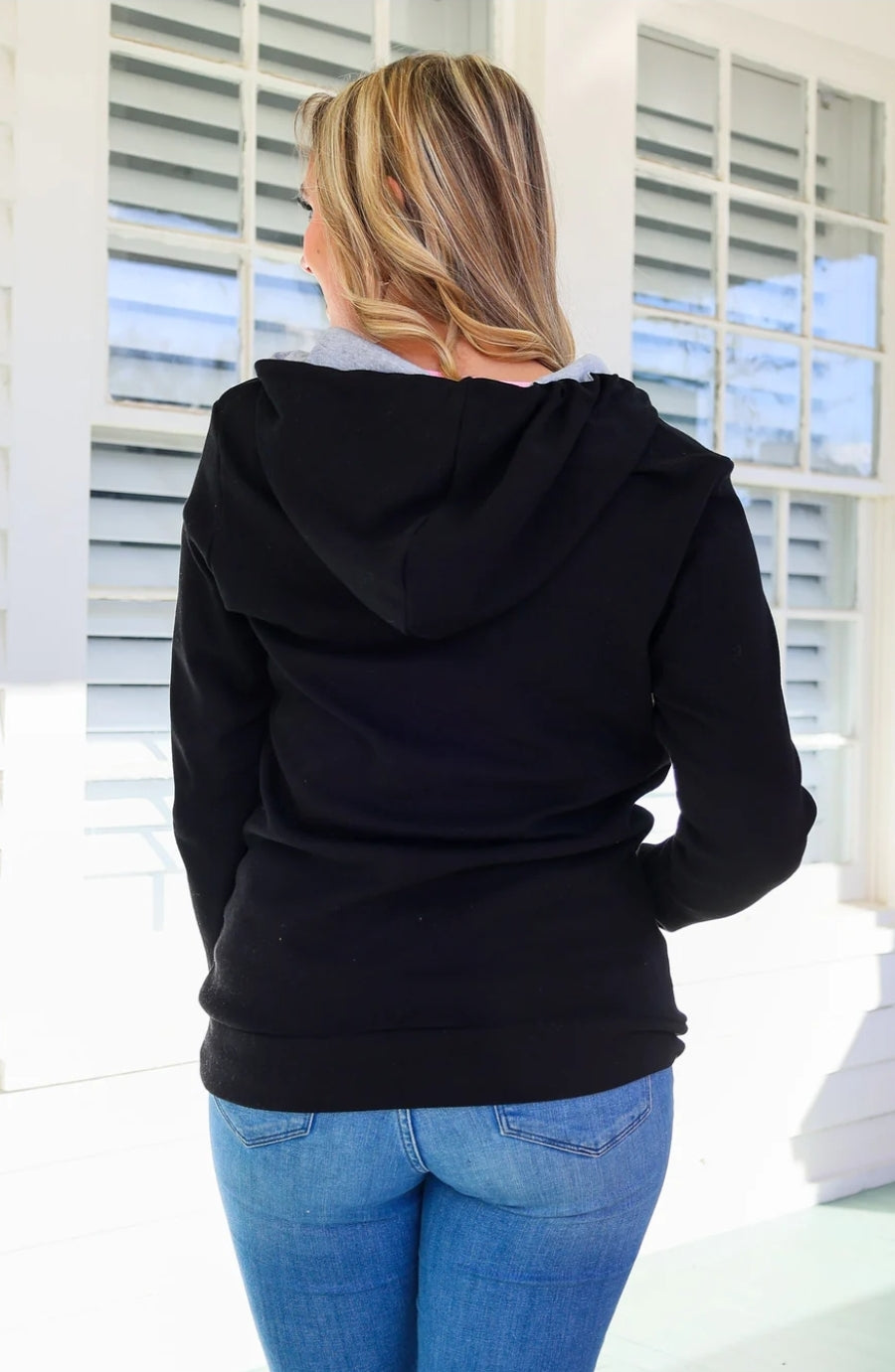 Classic Half Zip Hoodie in Black